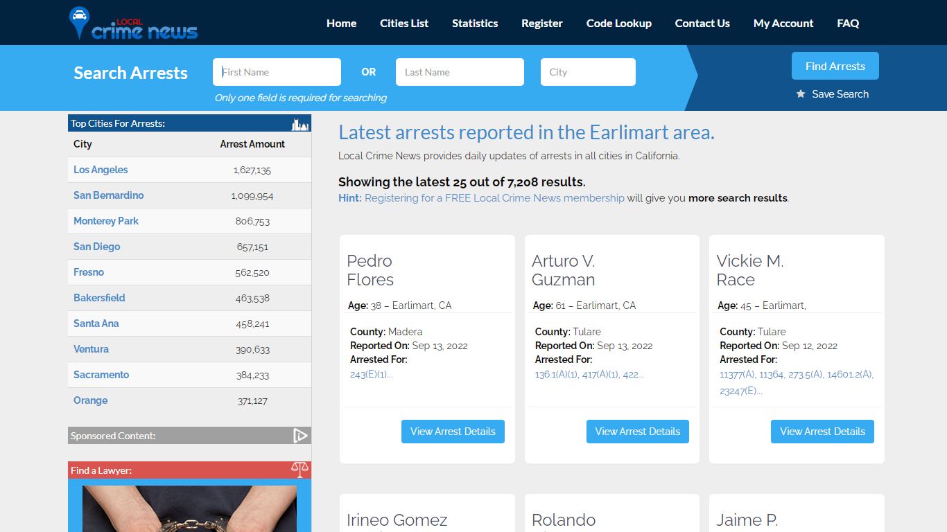 Earlimart California Arrest Records | Local Crime News