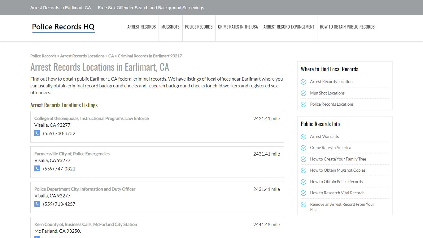 Arrest Records in Earlimart, CA - Free Sex Offender Search and ...