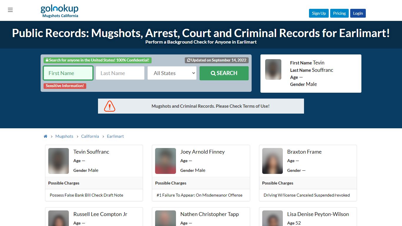 Mugshots Earlimart, Arrest Records Earlimart - golookup.com